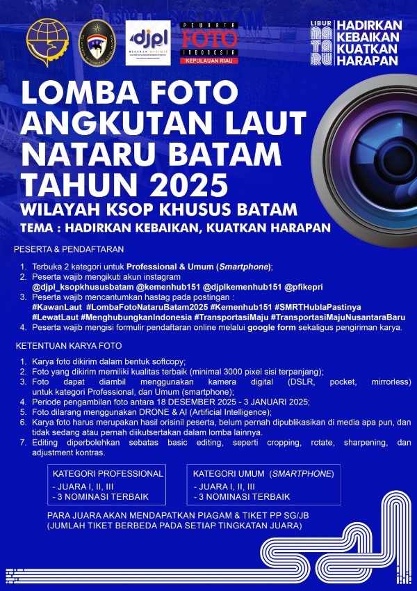 Yuk Ikut Lomba Foto Nataru 2025/2026 Bersama KSOP Khusus Batam dan  PFI Kepri, Ini Syarat Dan Hadiahnya 